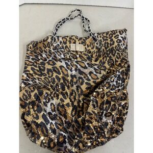 Leopard‎ Sequin Tote Bag Embellished Chain Strap